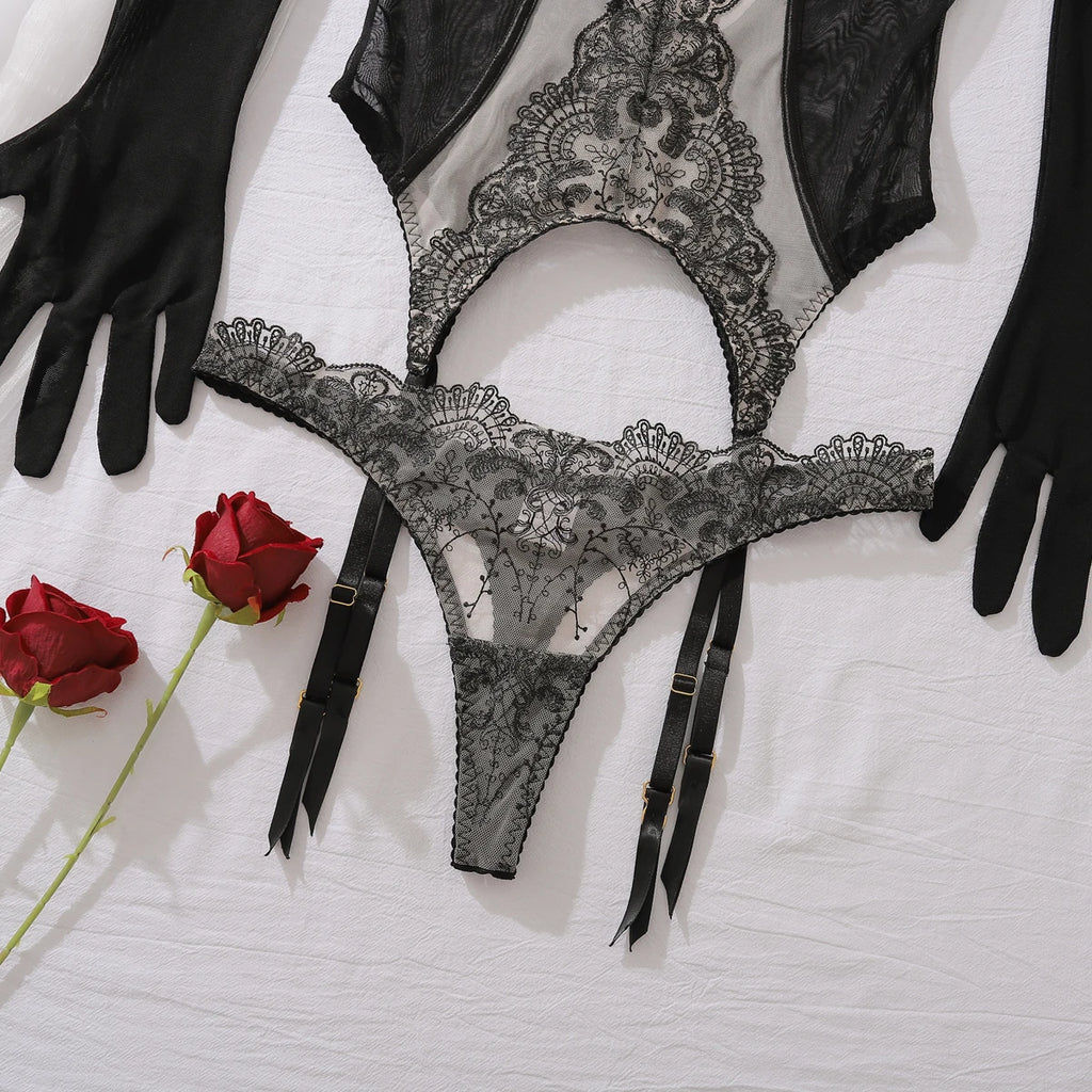 Ellolace Corset Lingerie Ultra Sexy With Long Gloves Sissy Lace Call Of The Night Romantic Hot Sexy Clothes Ethical Underwear